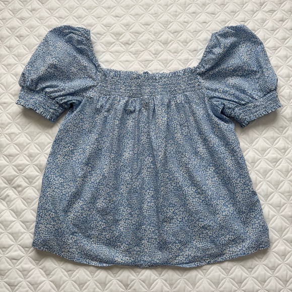 J. Crew Tops - J Crew Puff Sleeve Liberty® Jacqueline's Blossom Blue Cottagecore Top - Size M